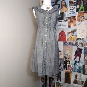 Ruffled Sleeveless Button-Front Dress Boho